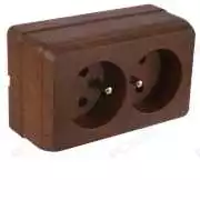 Sıva Üstü İkili Ups Priz - Ceviz Bron